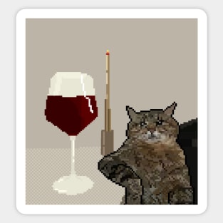 CAT MOOD - WINE pixelart Sticker